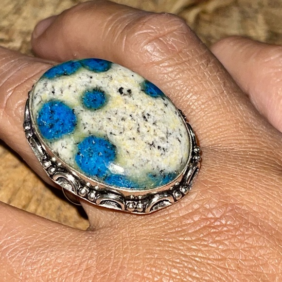 Raindrop K2 Azurite Granite Ring Size 8 - Picture 3 of 6